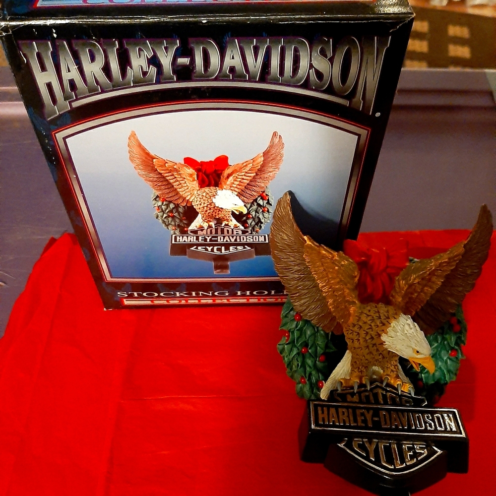 Harley-Davidson Red Green Brown Eagle Holiday Stocking Holder